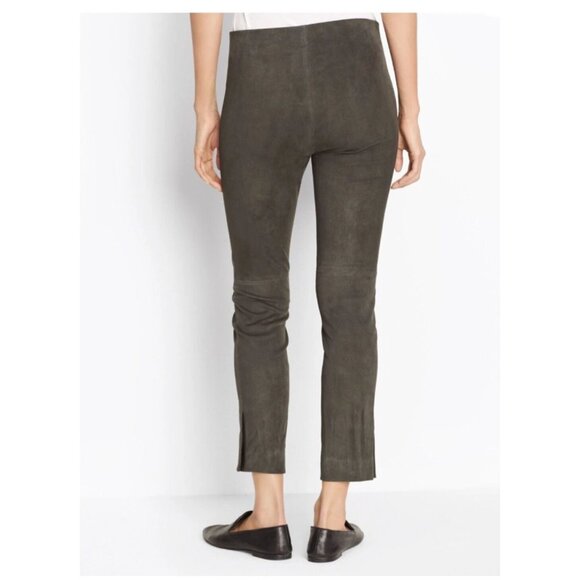 Vince Gray Stretch Suede Split Hem Crop Leggings - Picture 2 of 9